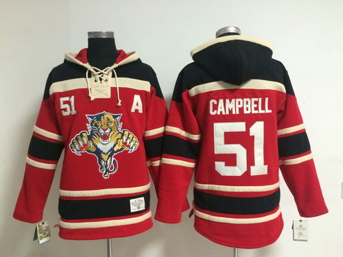 Florida Panthers #51 Brian Campbell Red Old Time Hockey Hoodie