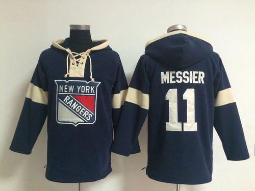 Old Time Hockey New York Rangers #11 Mark Messier Pullover Hoody -2014 Red Navy Blue