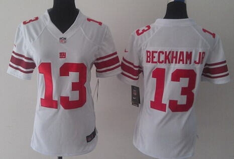 Women's New York Giants #13 Odell Beckham Jr White Nik Limited Jersey