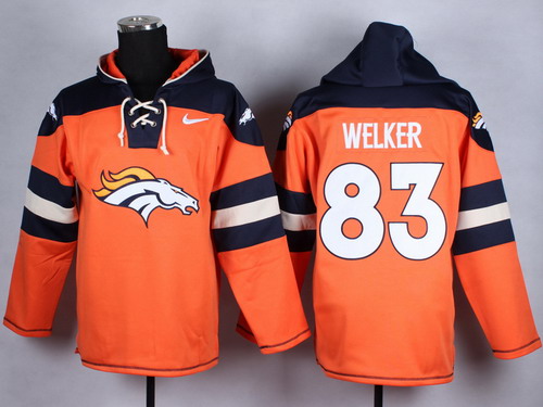 Nike Denver Broncos #83 Wes Welker With Team logo Orange Hoodie