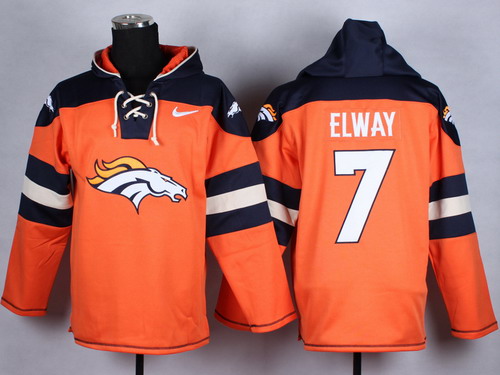 Nike Denver Broncos #7 John Elway With Team logo Orange Hoodie