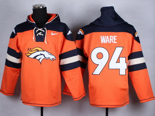 Nike Denver Broncos #94 DeMarcus Ware With Team logo Orange Hoodie