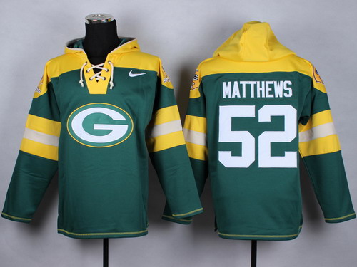 Nike Green Bay Packers #52 Clay Matthews Green With Team Logo Hoodie