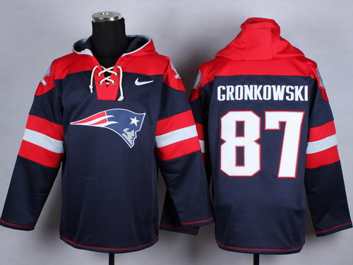 Nike New England Patriots #87 Rob Gronkowski Blue With Team Logo Hoodie