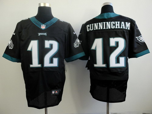 Men's Philadelphia Eagles #12 Randall Cunningham  Retired Player Black Nik Elite Jersey