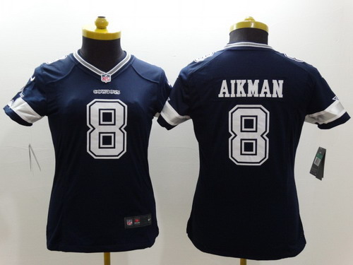 Women's Dallas Cowboys #8 Troy Aikman Blue Nik Limited Jersey