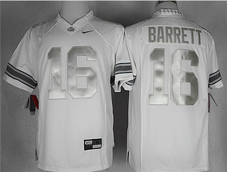 Men's Ohio State Buckeyes #16 J.T. Barrett White Platinum Limited College Football Jersey 