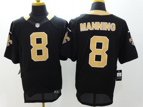 Men's New Orleans Saints #8 Archie Manning Black Nike Elite Jersey