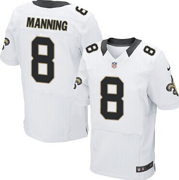 Men's New Orleans Saints #8 Archie Manning White Nike Elite Jersey