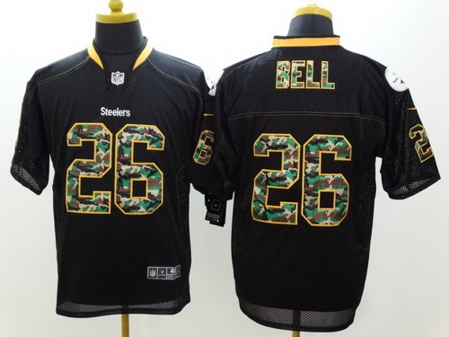 Men's Pittsburgh Steelers #26 LeVeon Bell Black With Camo Elite Jersey