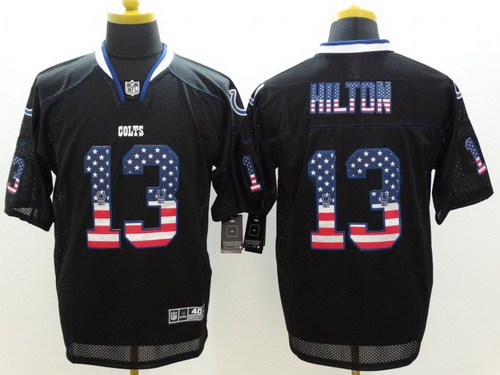 Men's Indianapolis Colts #13 T.Y. Hilton 2014 USA Flag Fashion Black Nik Elite Jerseys