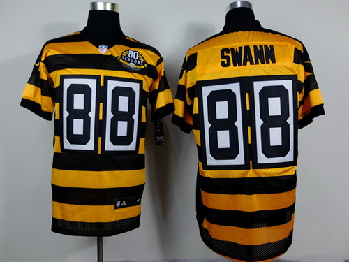 Men's Pittsburgh Steelers #88 Lynn Swann Yellow-Black Nik Throwback 80th Patch Jerey