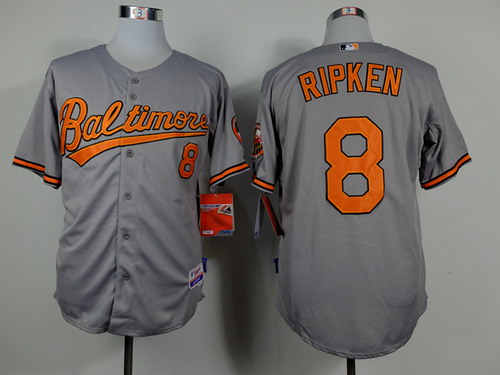 Men's Baltimore Orioles #8 Cal Ripken Gray Cool Base Jersey