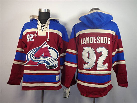 Colorado Avalanche #92 Gabriel Landeskog Red Old Time Hockey