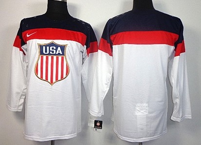 Men's USA Blank 2014 Olympics Hockey White Jersey