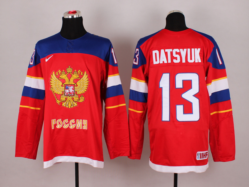 Men's Nike Russia #13 Pavel Datsyuk  2014 Winter Olympics Hockey Jersey - Red 