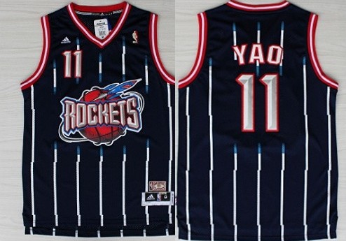 Mens Houston Rockets #11 Yao Ming ABA Hardwood Classic Swingman Navy Blue Jersey