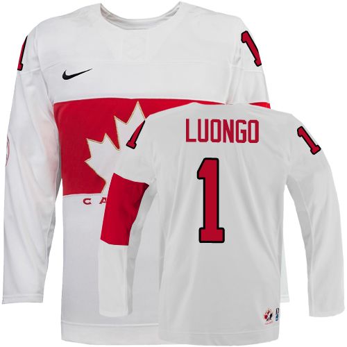 Men's Canada 2014 Olympics Hockey Jersey #1 Roberto Luongo White