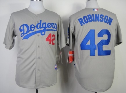 Men's Los Angeles Dodgers #42 Jackie Robinson 2014 Gray Jersey