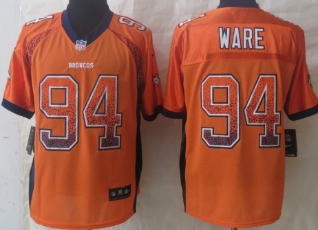 Men's Denver Broncos #94 DeMarcus Ware Nik Drift Fashion Orange Elite Jersey