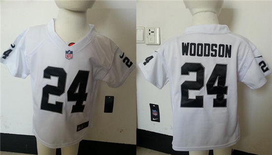 Toddler's Nik Oakland Raiders #24 Charles Woodson White Football Jersey