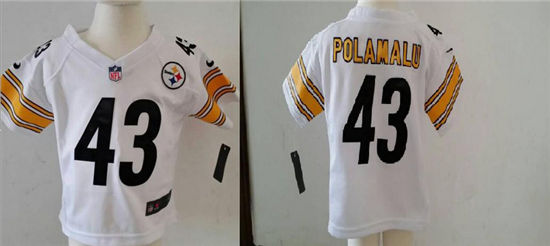 Toddler's Nik Pittsburgh Steelers #43 Troy Polamalu White  Football Jersey