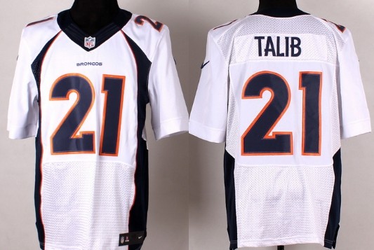 Men's Denver Broncos #21 Aqib Talib White Nik Elite Jersey