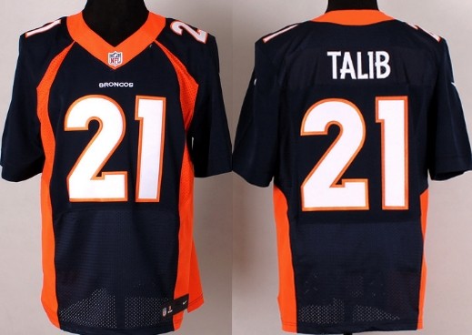 Men's Denver Broncos #21 Aqib Talib Blue Nik Elite Jersey
