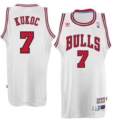 Men's Chicago Bulls #7 Toni Kukoc White White Swingman Throwback Jersey