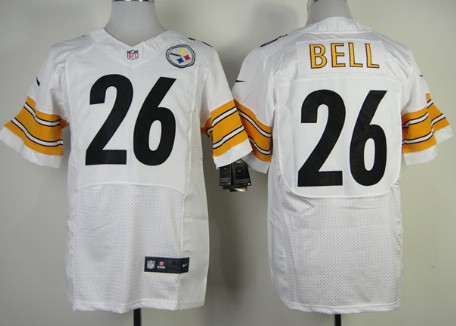 Men's Pittsburgh Steelers #26 LeVeon Bell White Nik Elite Jersey