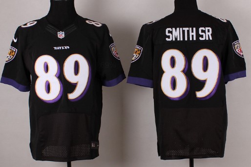 Men's Baltimore Ravens #89 Steve Smith Sr Black Nik Elite Jersey