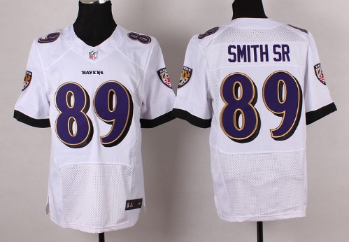 Men's Baltimore Ravens #89 Steve Smith Sr White 2013 Nik Elite Jersey