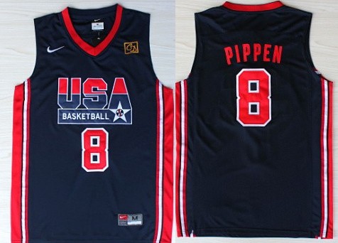Team USA Basketball #8 Scottie Pippen Navy Blue Throwback Jersey