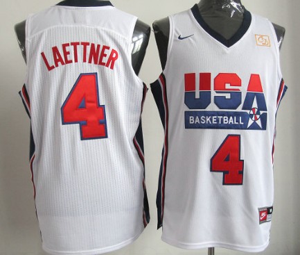 Team USA Basketball #4 Christian Laettner White Throwback Jersey