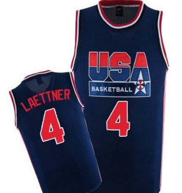 Team USA Basketball #4 Christian Laettner Navy Blue Throwback Jersey