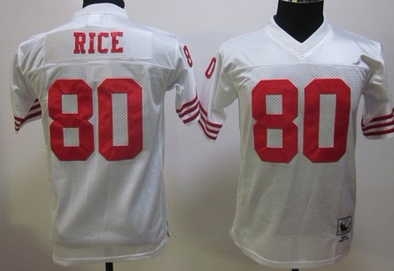 Kid's Mitchell&Ness San Francisco 49ers #80 Jerry Rice White ThrowbackJersey