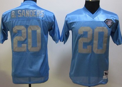 Kid's Detroit Lions #20 Barry Sanders Blue 75TH Throwback Jersey