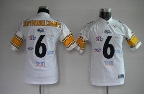 Kid's Pittsburgh Steelers #6 Super Bowl Champs White Jersey