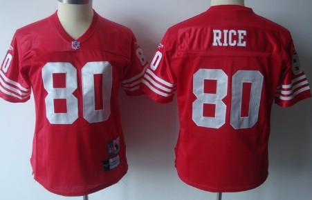 Women's San Francisco 49ers #80 Jerry Rice Red Throwback Jersey