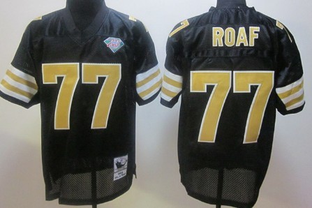 Men's New Orleans Saints #77 Willie Roaf Black Throwback 75TH Jersey