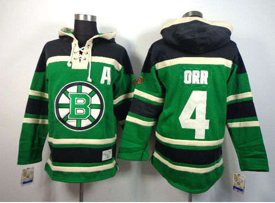 Boston Bruins #4 Bobby Orr GreenOld Time Hockey hoodies 
