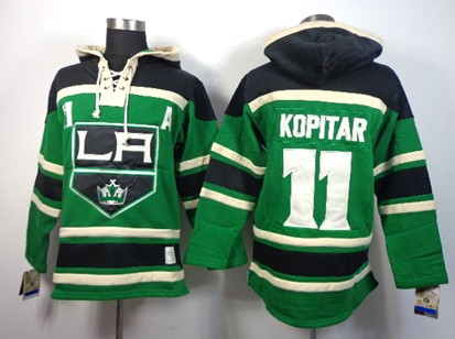 Los Angeles Kings #11 Anze Kopitar Green Old Time Hockey hoodies 