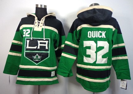 Los Angeles Kings #32 Jonathan Quick Green Old Time Hockey hoodies 