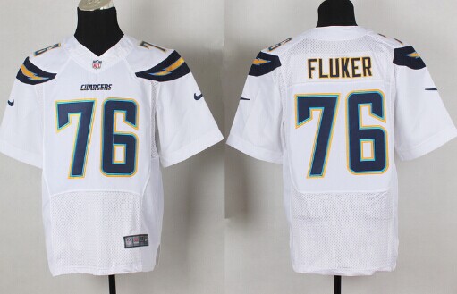 Men's San Diego Chargers #76 D. J. Fluker White Nik Elite Jersey