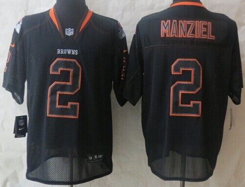 Men's Cleveland Browns #2 Johnny Manziel Lights Out Black Nik Elite Jersey