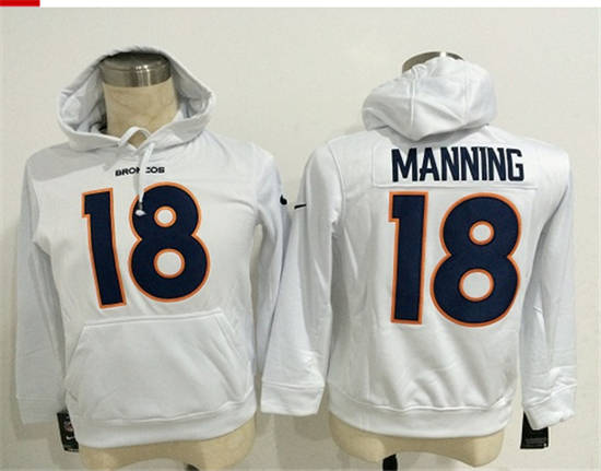 Denver Broncos #18 Peyton Manning White Nik Hoody