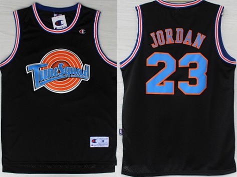 Men's NBA Space Jam #23 Michael Jordan Black Swingman Throwback Jersey