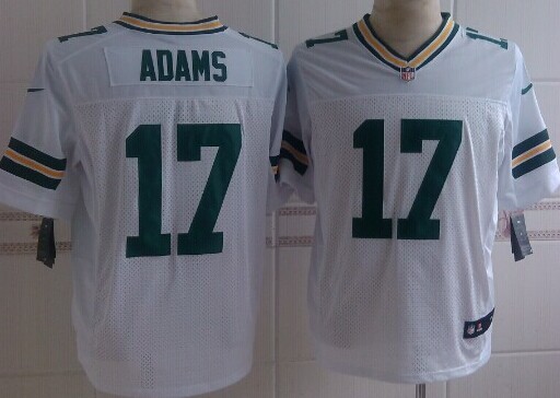 Men's Green Bay Packers #17 Davante Adams White Nik Elite Jersey