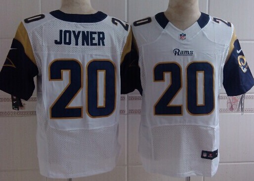 Men's St. Louis Rams #20 Lamarcus Joyner White Nik Elite Jersey