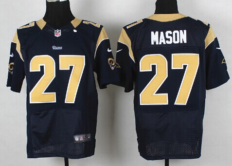 Men's St. Louis Rams #27 Tre Mason Navy Blue Nik Elite Jersey